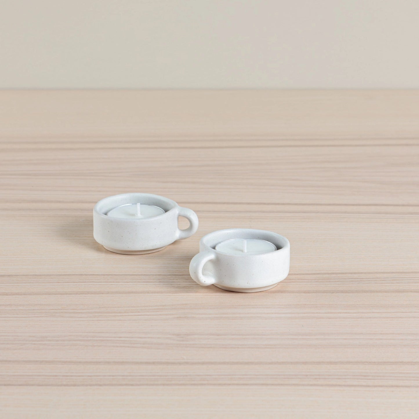 Organics Tealight Holder Set of 2 - Oatmeal
