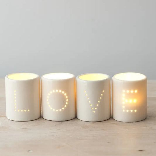 Set of 4 Love Dot T-Light holders