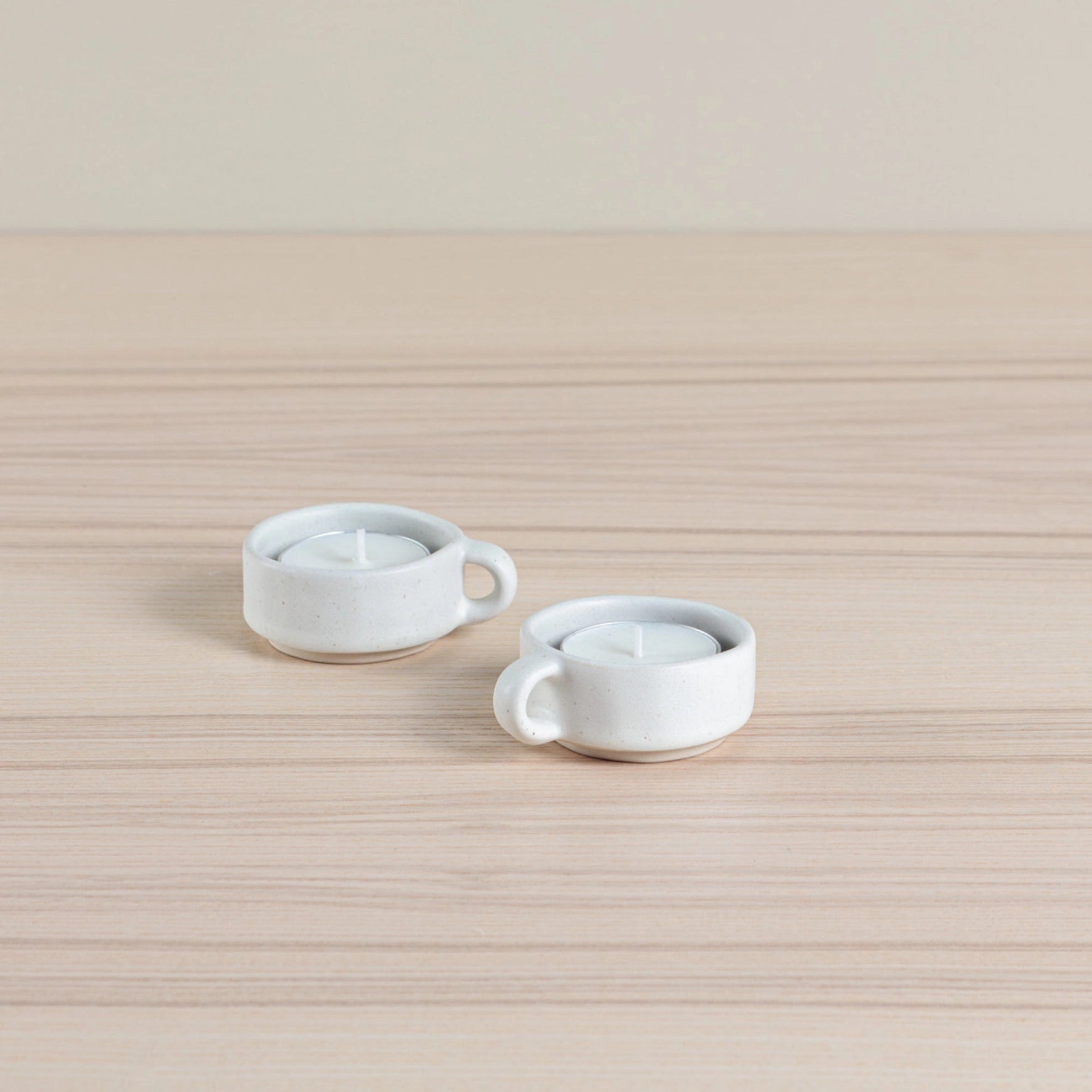 Organics Tealight Holder Set of 2 - Oatmeal