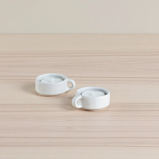 Organics Tealight Holder Set of 2 - Oatmeal