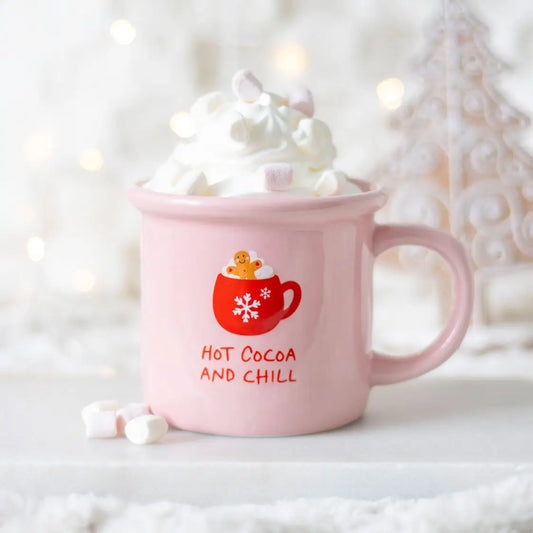 Pink Hot Cocoa & Chill Christmas Mug