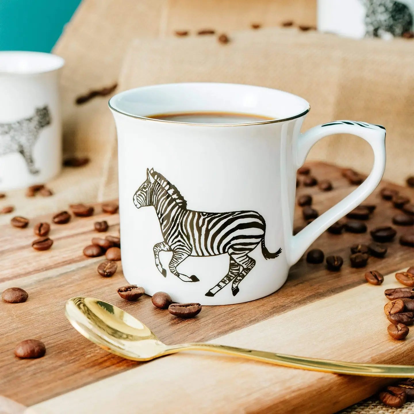 Zebra Mug with Gold Rim